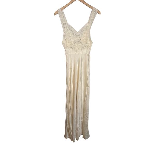 Vintage Fischer Pure Silk Lace Nightgown Slip Dress S/M? Ivory Lingerie Bridal - Picture 3 of 8